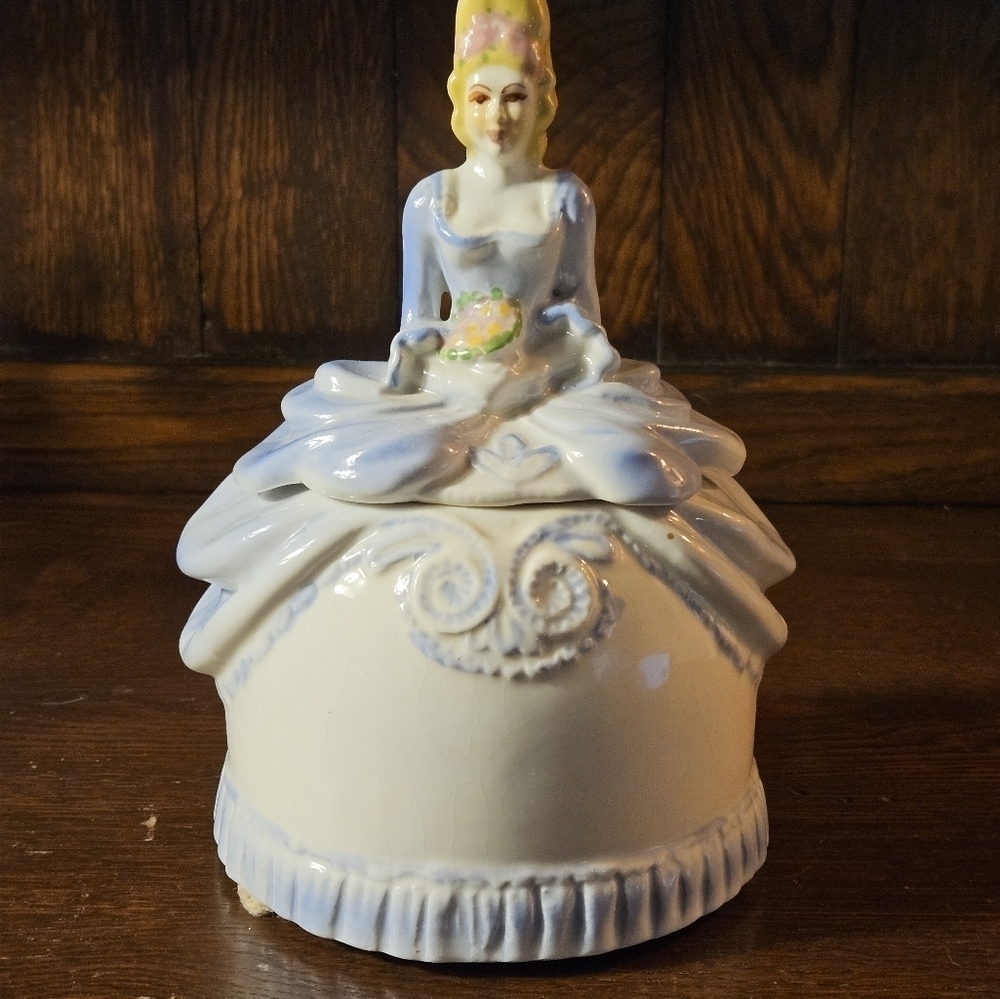 Antique jewelry ring or Trinket box music box Victorian lady. - Picture 9 of 11